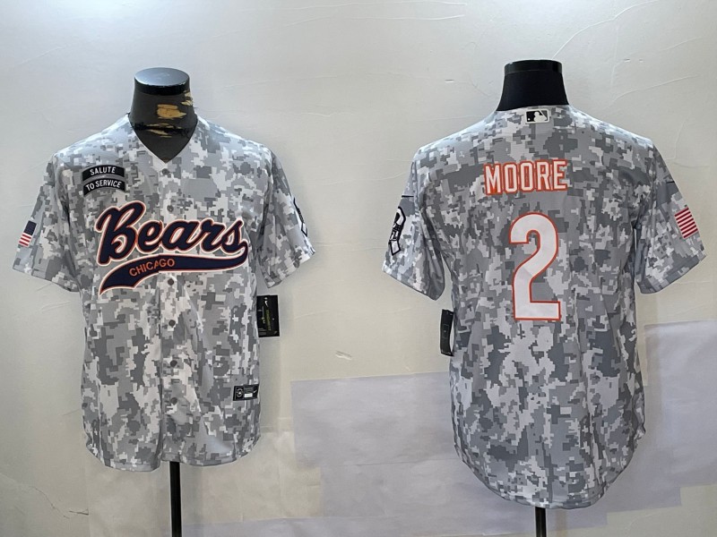 Men's Chicago Bears D.J. Moore #2 Arctic Camo 2024 Salute to Service Jersey